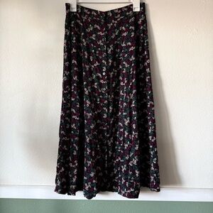 Sag Harbor Multicolor Floral A-Line Button Down Midi Skirt